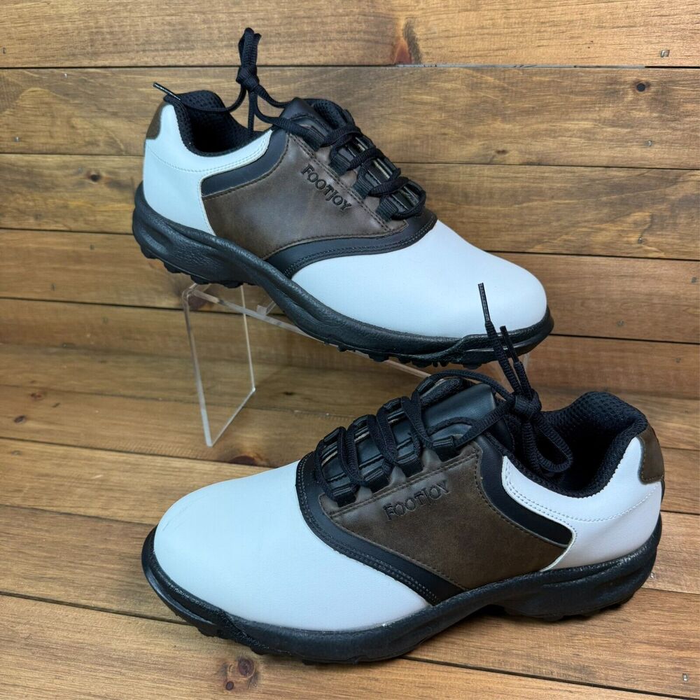 FootJoy Mens 8 GreenJoys Saddle 45516 Golfing White Brown Golf Shoes